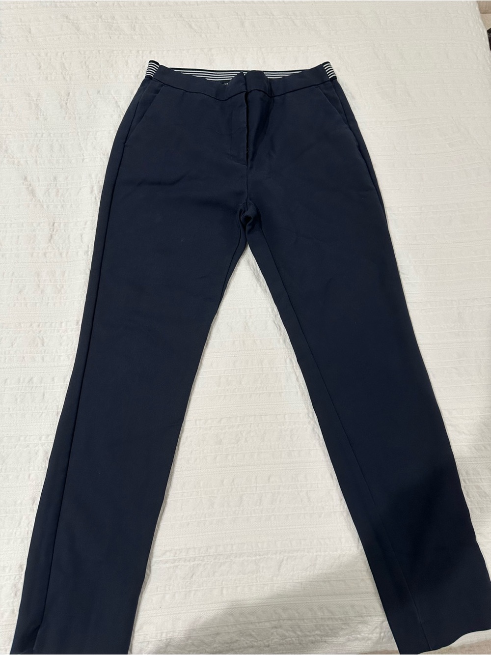 Womens Navy Straight-Leg Pants